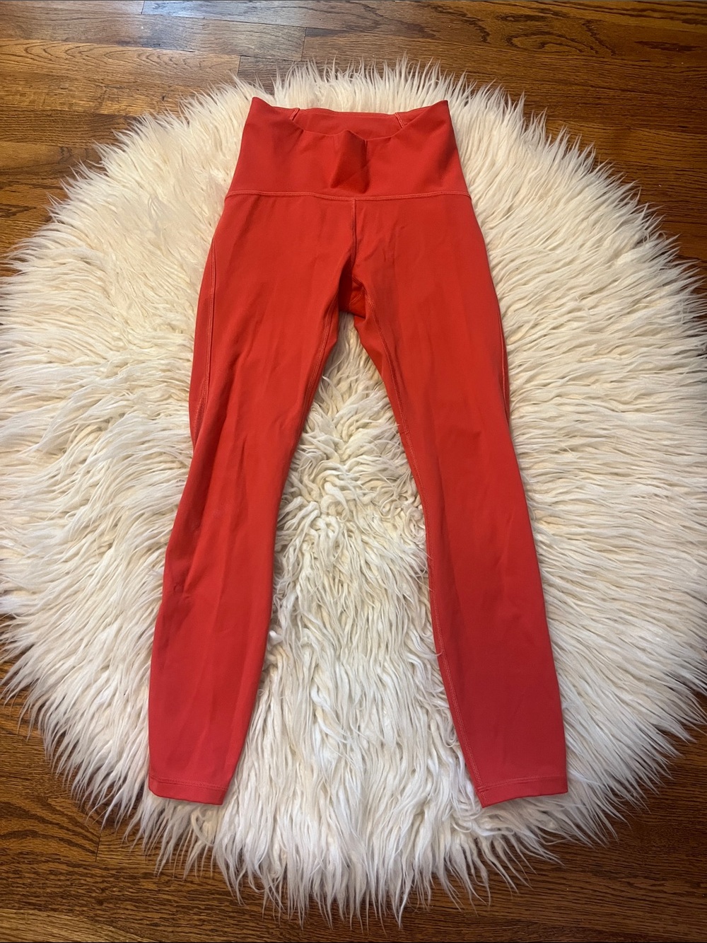 lululemon athletica Women’s Red Coral High-Rise Leggings with mesh sides Size 4 - Picture 1 of 9